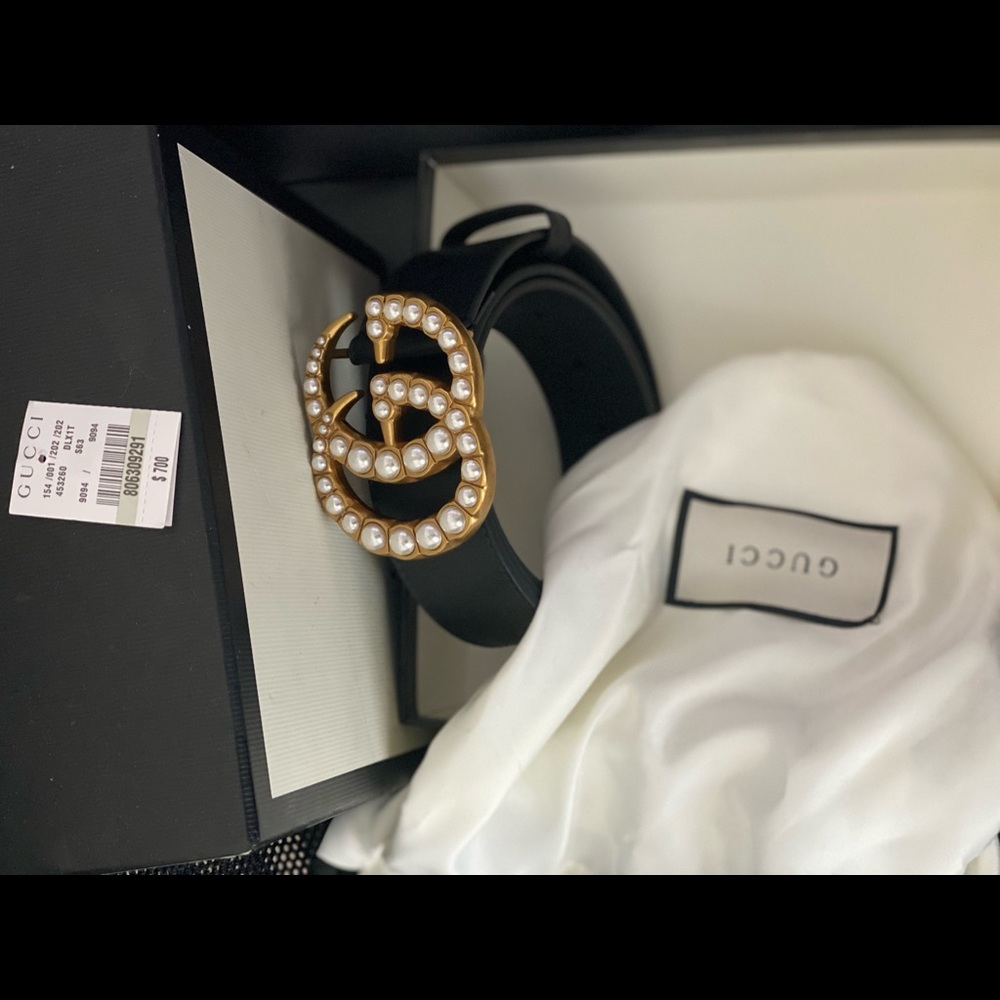 Authentic Black Gucci Pearl Belt
